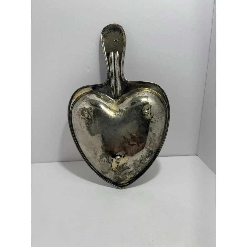 Vintage Victorian Style Silver Plated Floral Heart Candy Trinket Dish‎ Pan Japan